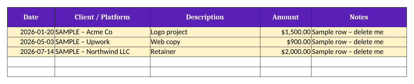 QuarterSet income tab (sample data)